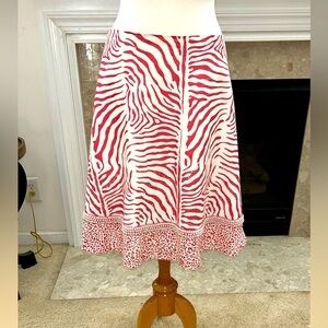 Haven Bleu Salmon Pink and White Zebra Print Skirt